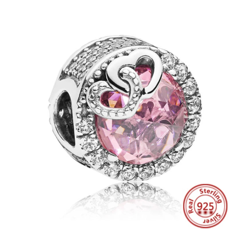 Springtime 925 Silver Pink Flower Ice Cream Charm Pendant for DIY Bracelets Y244