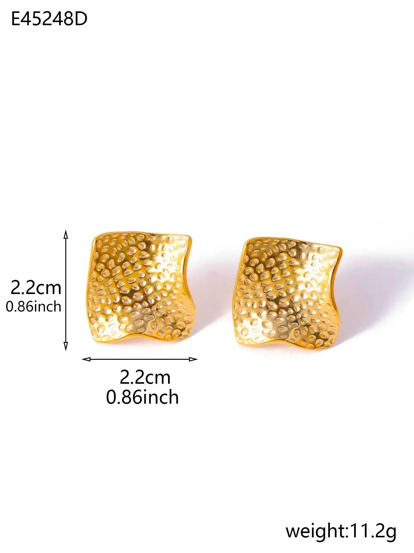 Elegant Pleated Texture Metal Earrings - Minimalist Stainless Steel Studs