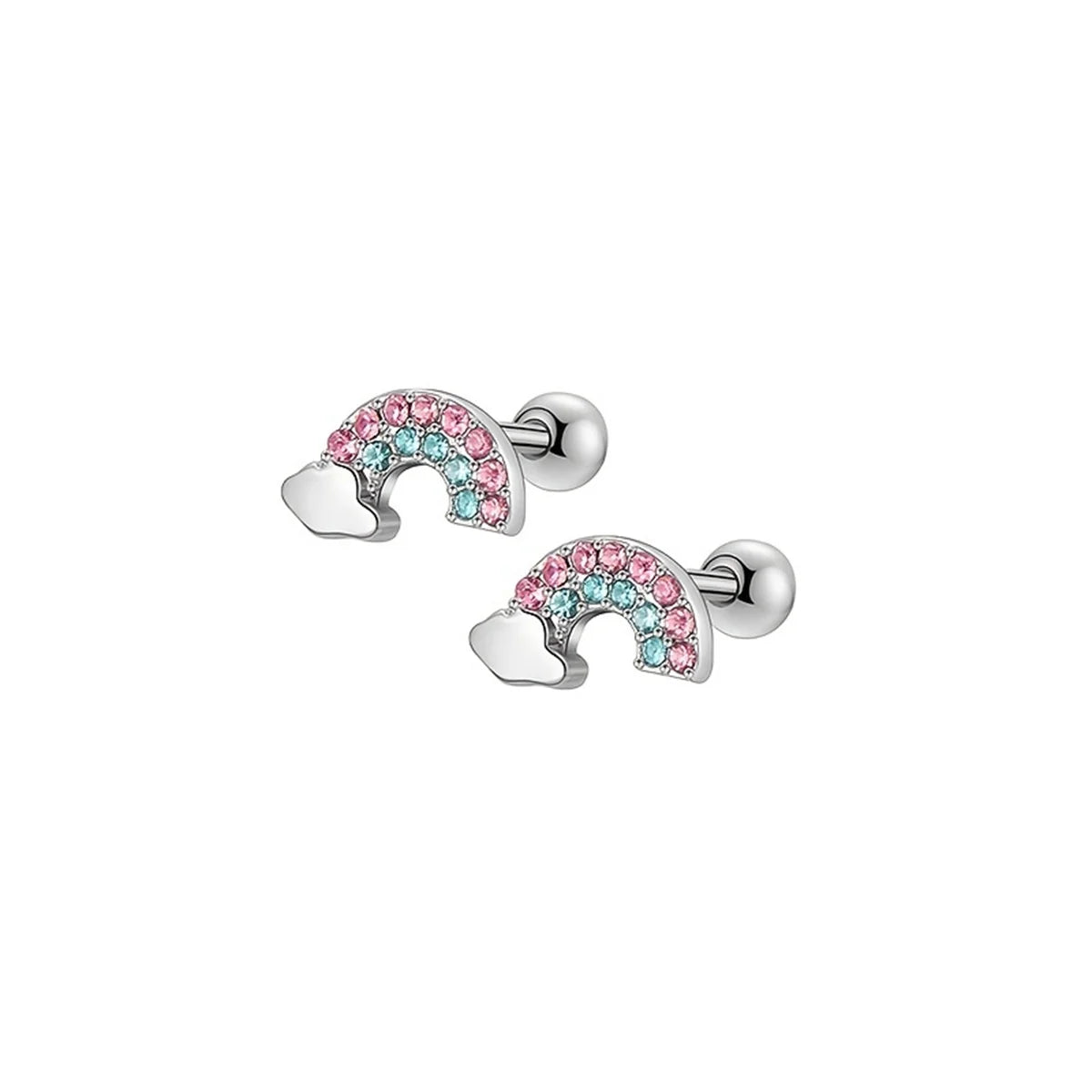 Chic Stainless Steel Stud Earrings Set with Cubic Zirconia and Cute Motifs