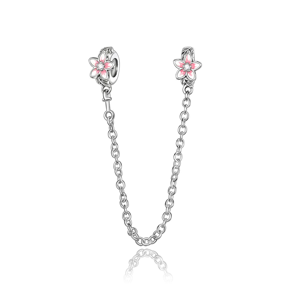 925 Sterling Silver Clover Daisy Star Moon Pavé Safety Chain Bow Necklace and Bracelet Set Luxury Fine Jewelry for Women