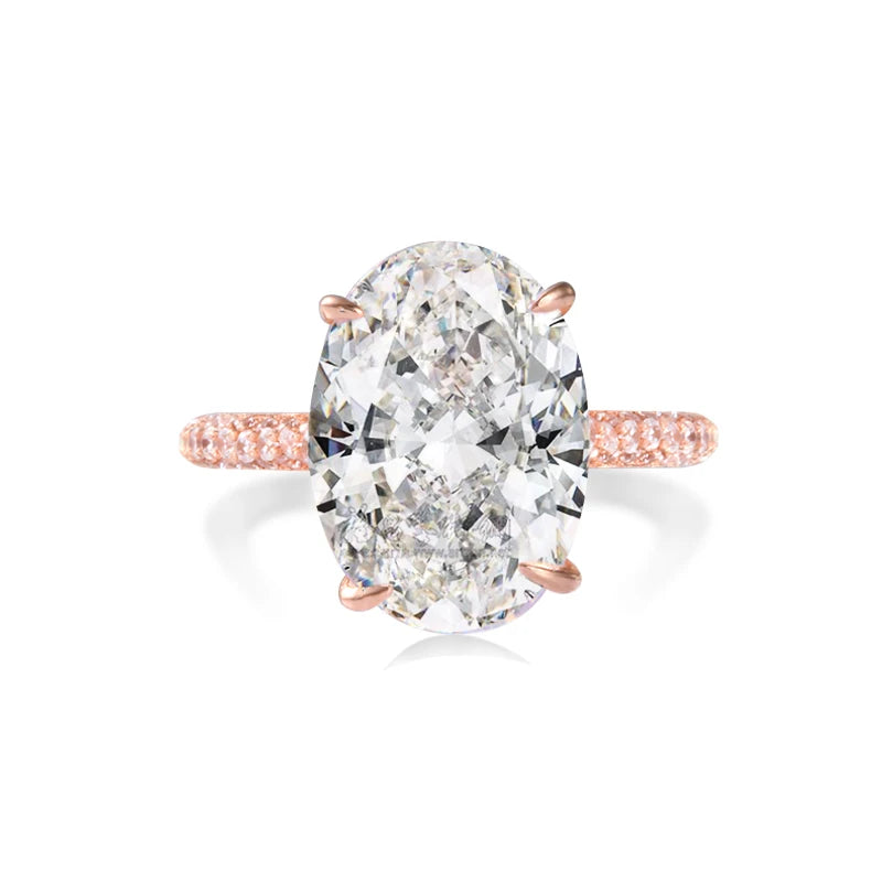 Luxury 925 Sterling Silver Oval Square Simulated Diamond Engagement and Wedding Ring for Women