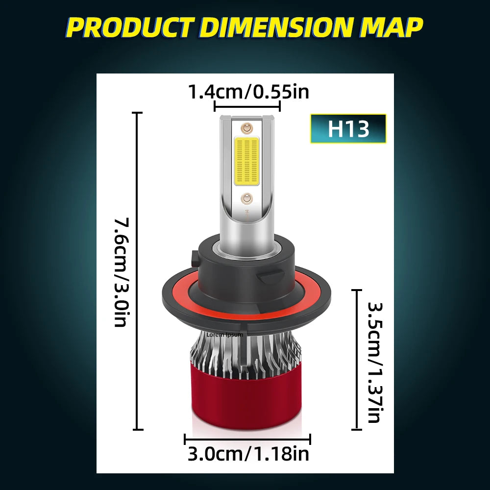 Turbo Fan LED Headlamps 6000K White High Low Beam Bulbs for Enhanced Visibility