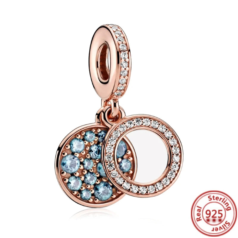 925 Sterling Silver Zodiac Pendant with Colorful Zircon for Charm Bracelets Y220 3mm-4mm