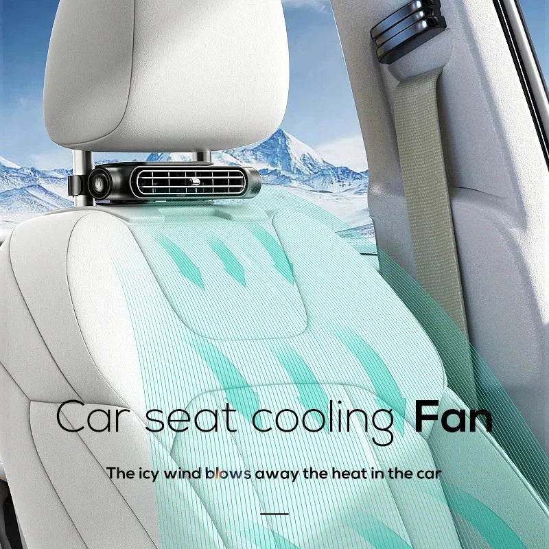 Car Rear Seat Headrest Cooling Fan Electric 3-Speed Mini Fan