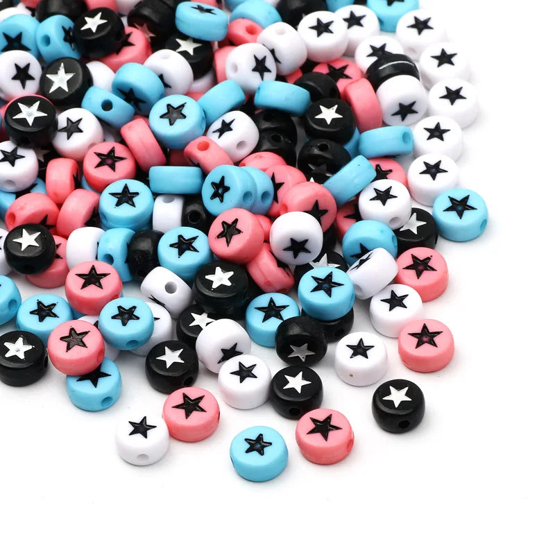 Chic Black Acrylic Beads with Gold Heart Design for Jewelry Crafting