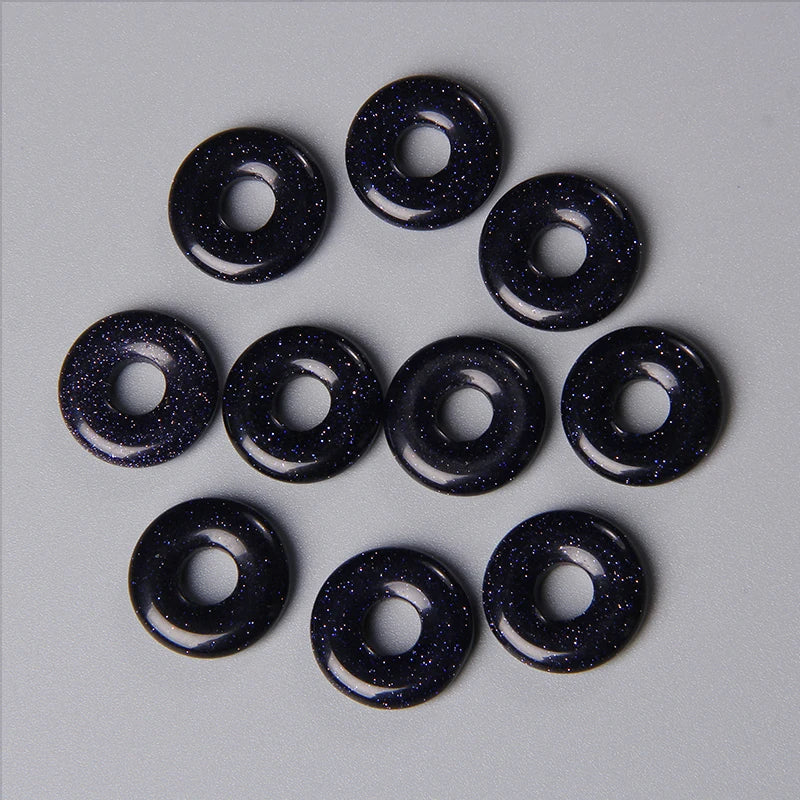 Elegant Labradorite Jade Agate Donut Beads Set for Jewelry Crafting 18mm 5pcs