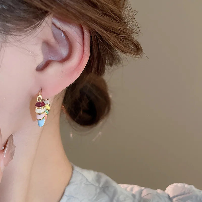 Candy Colorful Heart Hoop Earrings Korean Design Fashion Jewelry