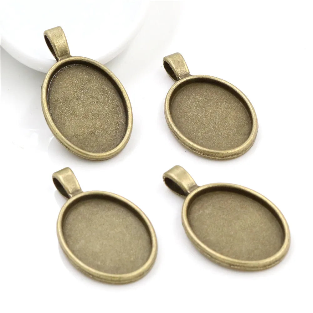 Antique Finish Cameo Cabochon Bracelet Setting Trays in Gold Silver Bronze and Rhodium 10 Pack
