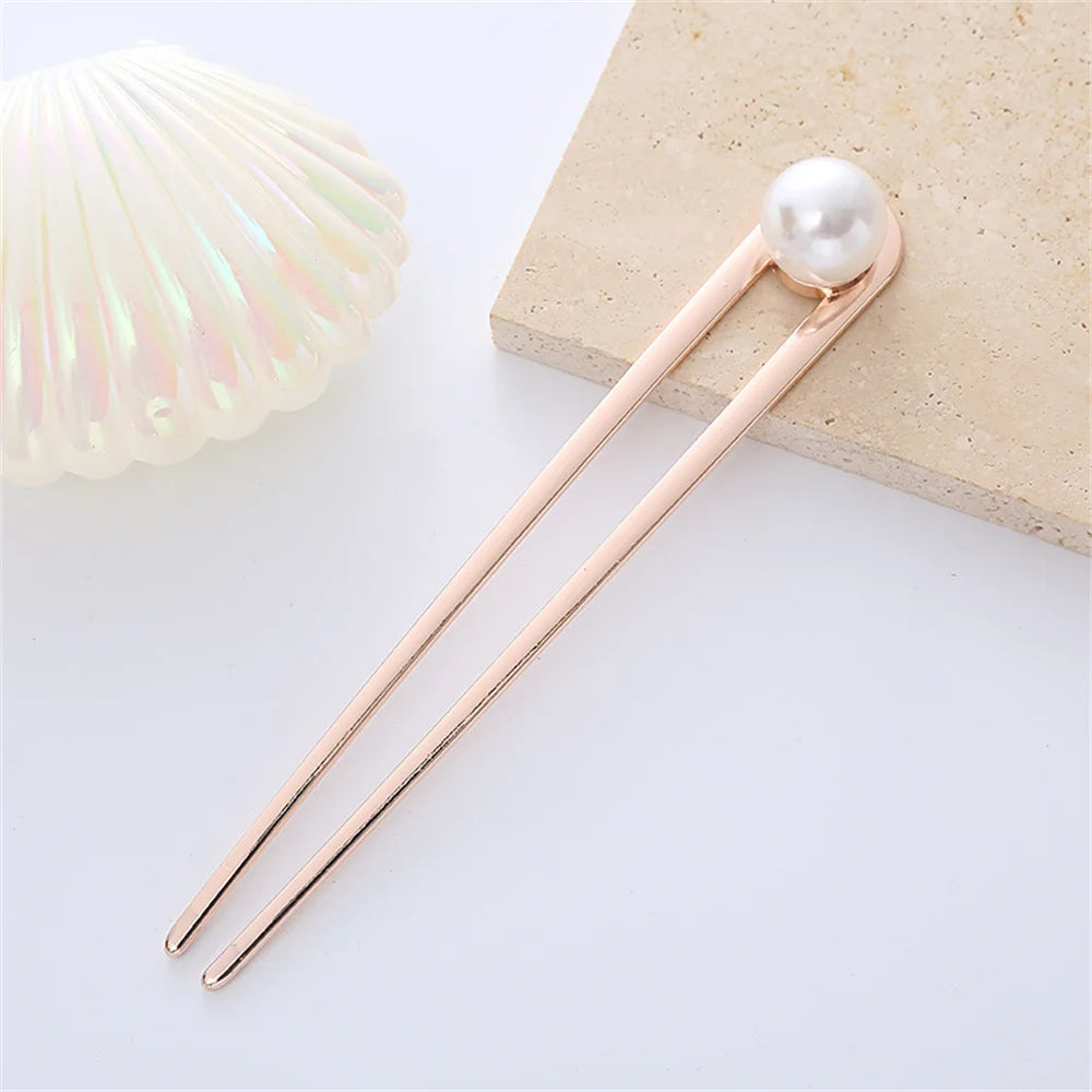 Elegant Turquoise Enamel Shell Hairpin for Women Luxury Metal U Shape Hair Stick