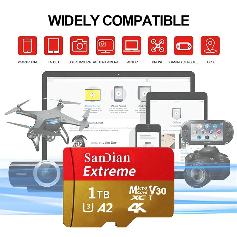 High Speed 1TB Micro SD Card 512GB 256GB 128GB For Laptop