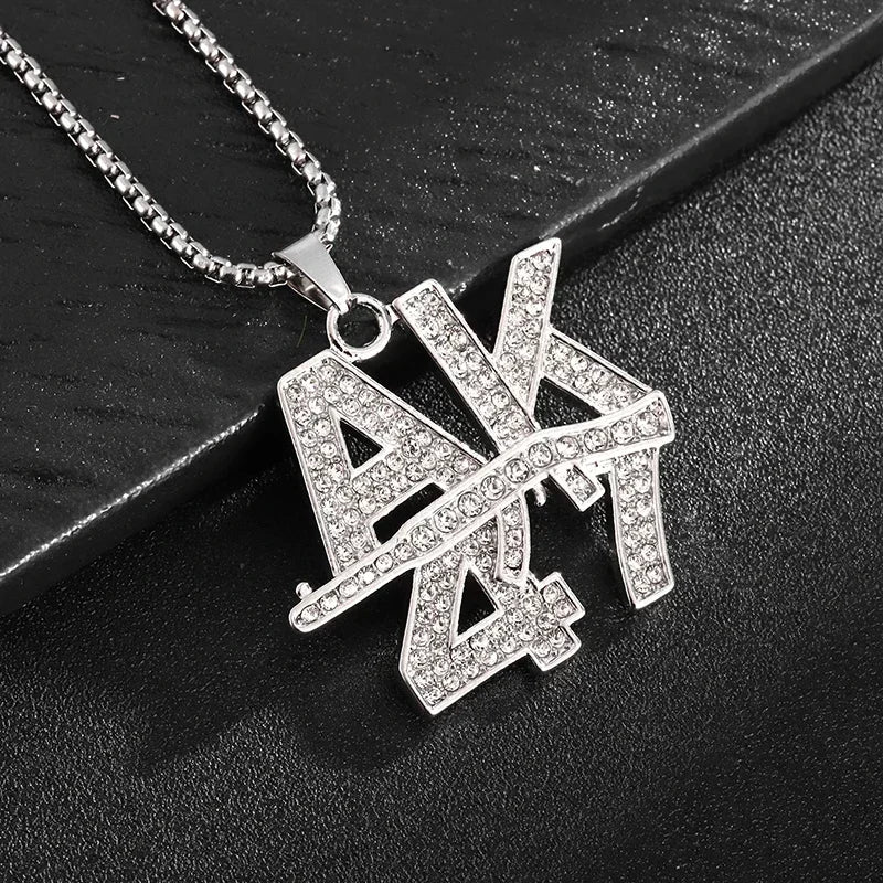 Cubic Zirconia Hip Hop XO Pendant Necklace for Men and Women