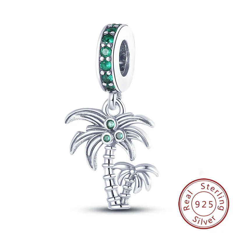 925 Sterling Silver Ocean Turtle Beach Charms Blue Shell