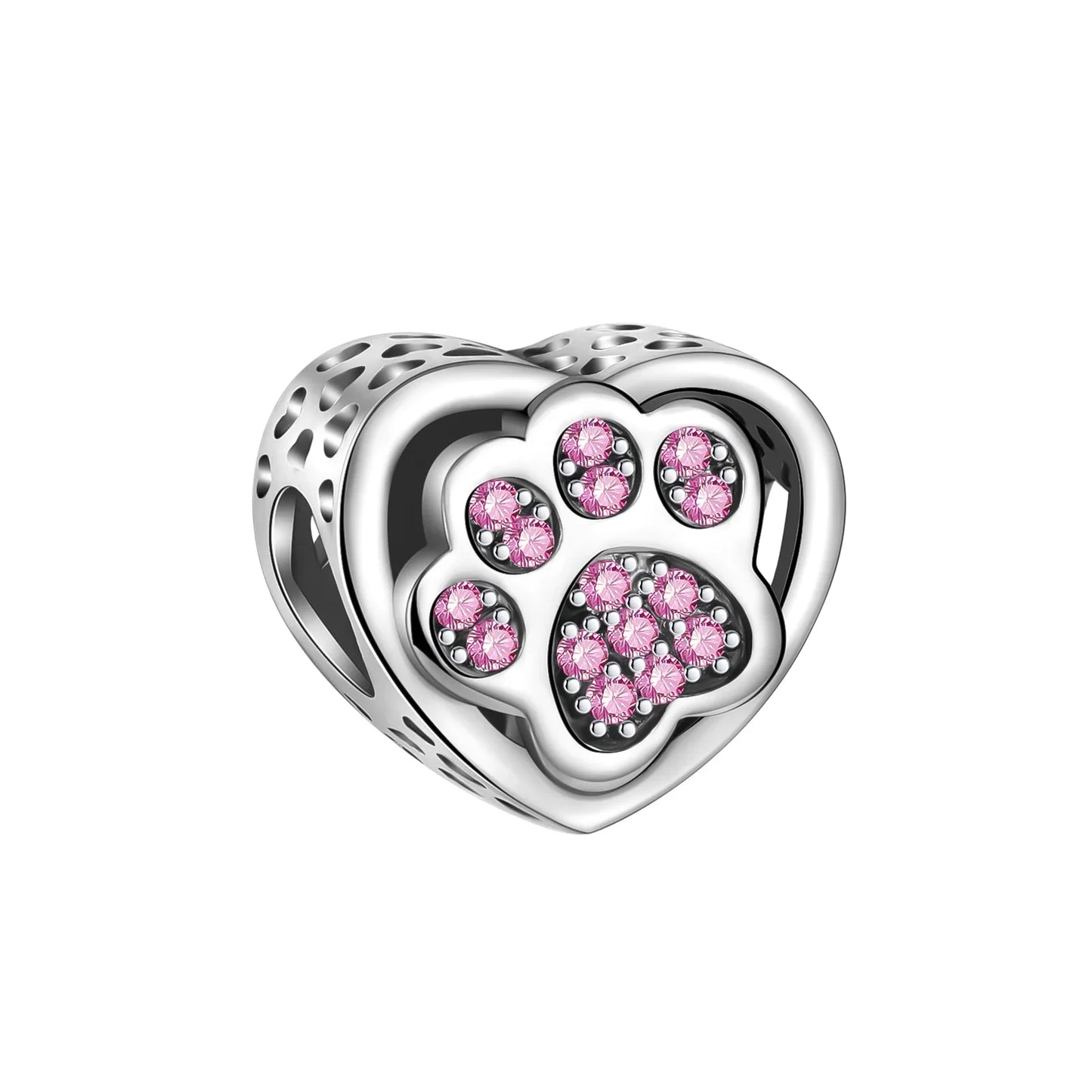 925 Sterling Silver Pink Heart Cat Claw Colorful Flower Charms for Women DIY Jewelry Pendants Bracelets Necklace