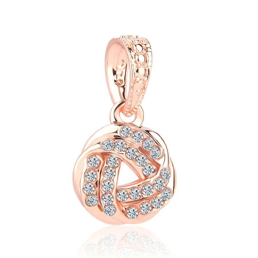 925 Silver Plated Rose Gold Blue Green DIY Beads Necklace
