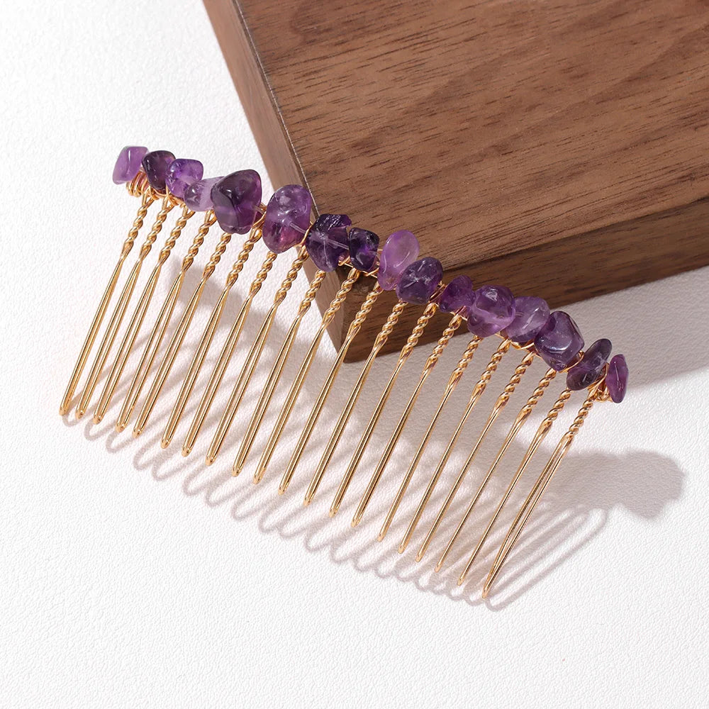 Crystal Bliss Hair Combs - Healing Quartz Stone Hair Accessories for Weddings & Special Occasions