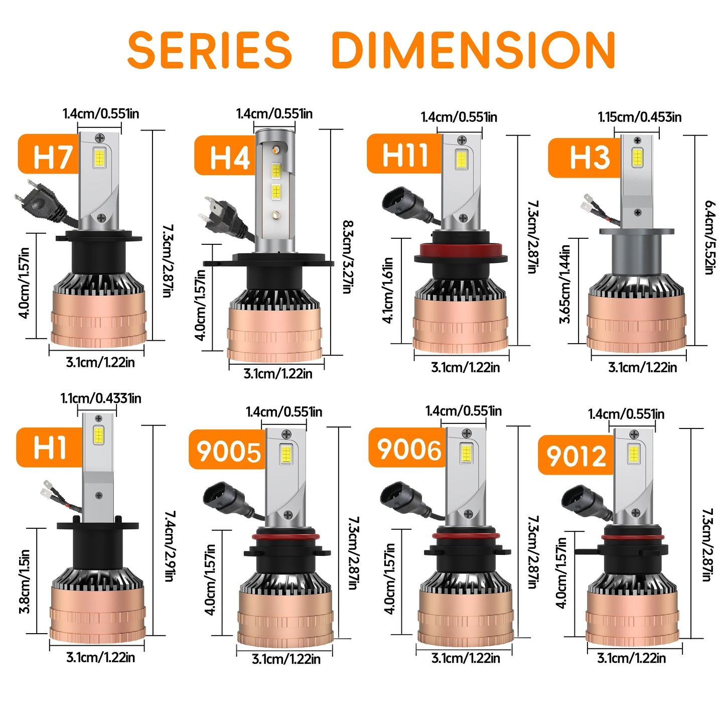 Heyword 300W 6000K LED Headlight Kit Universal Fit Car