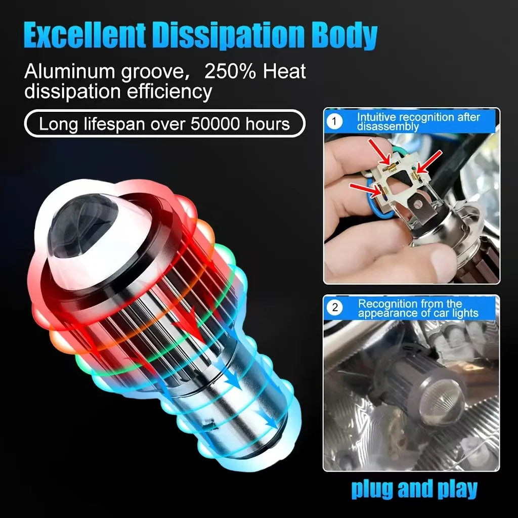 H4 LED Motorcycle Headlight 6000K 10000LM Hi Lo Beam