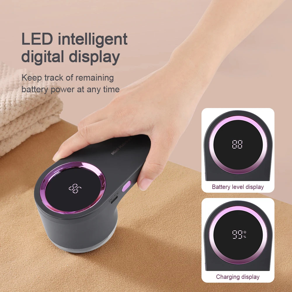 Electric Digital Display Lint Remover Portable Fabric Shaver For Effortless Cleaning