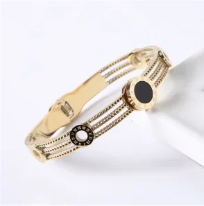 Jovolove Elegant Stainless Steel Waterproof Bangle for Women - Fashionable Gemstone Design