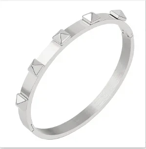 Jovolove Elegant Stainless Steel Waterproof Bangle for Women - Fashionable Gemstone Design