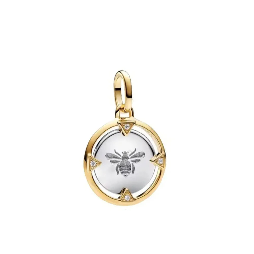 925 Silver Golden Rose Bow Beads Sun and Moon Pendant for European Original Bracelet DIY Exquisite Jewelry Accessories