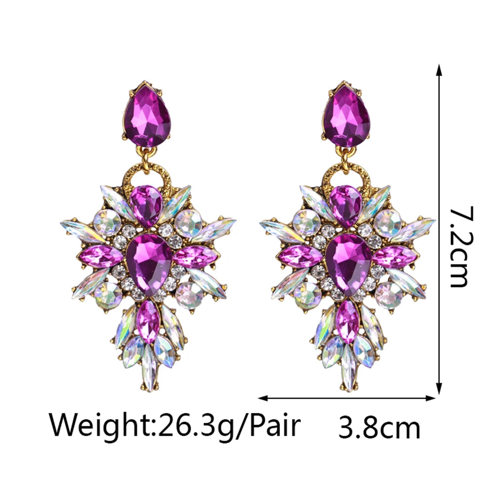 Elegant Rhinestone Drop Earrings for Women - Luxury Chandelier Design for Weddings and Parties