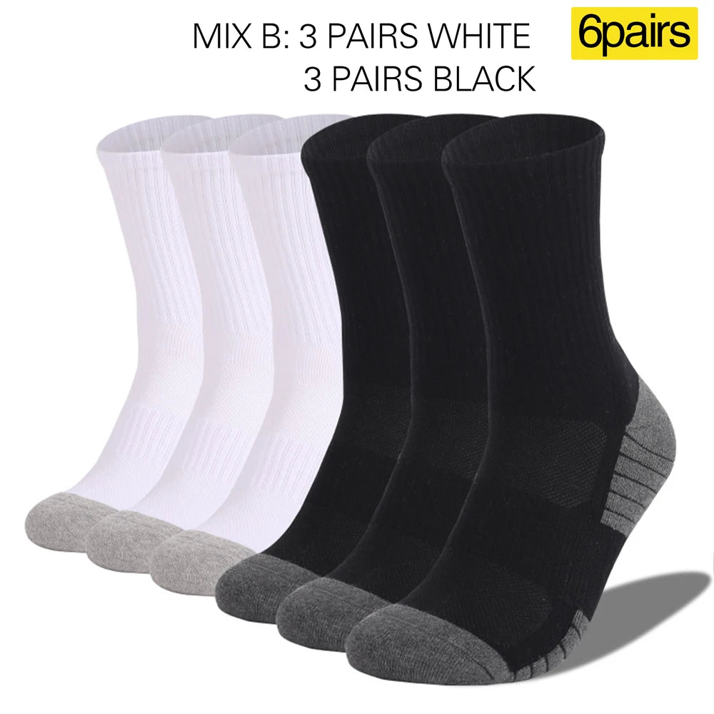 6 Pairs Unisex Hiking Socks Mid Crew Anti Slip Cushioning