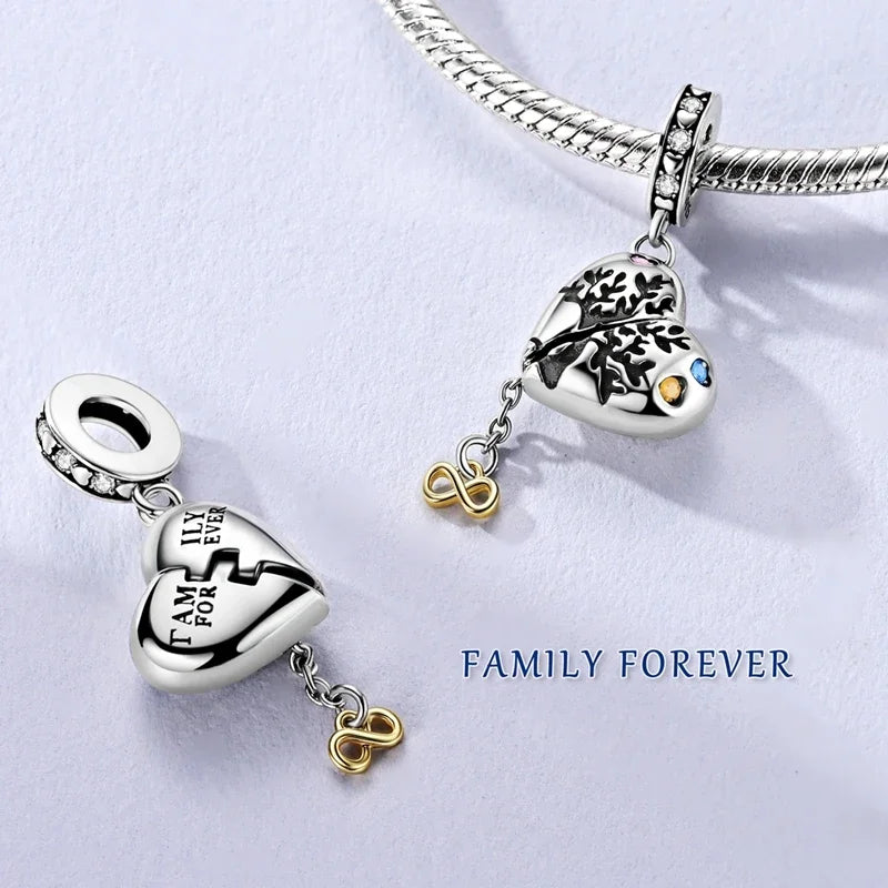 Sterling Silver Cat and Flower Heart Charm for DIY Bracelet Jewelry KTC1514