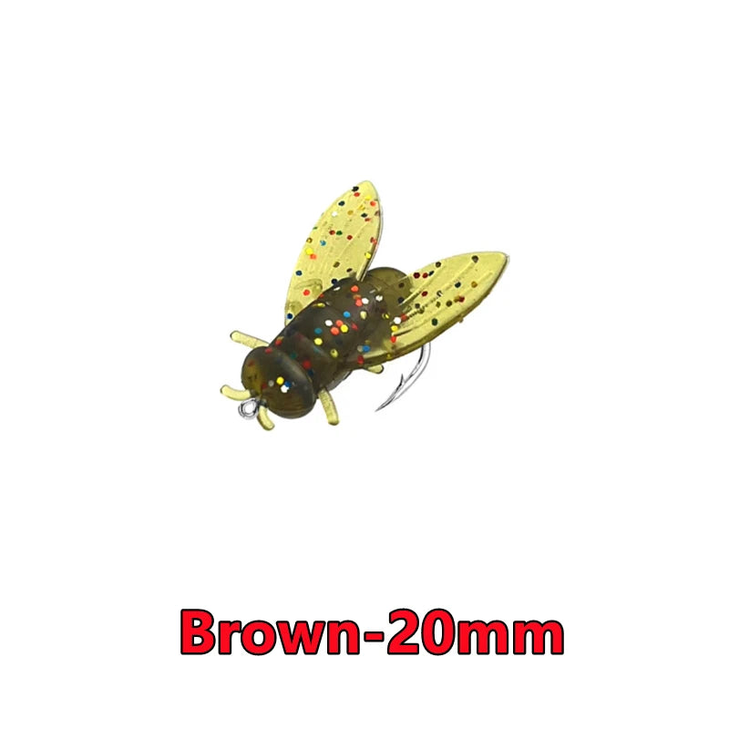 New 50-10PCS Mini Bionic Fly Fishing Bait For Salmon Trout Brown-20mm 10PCS