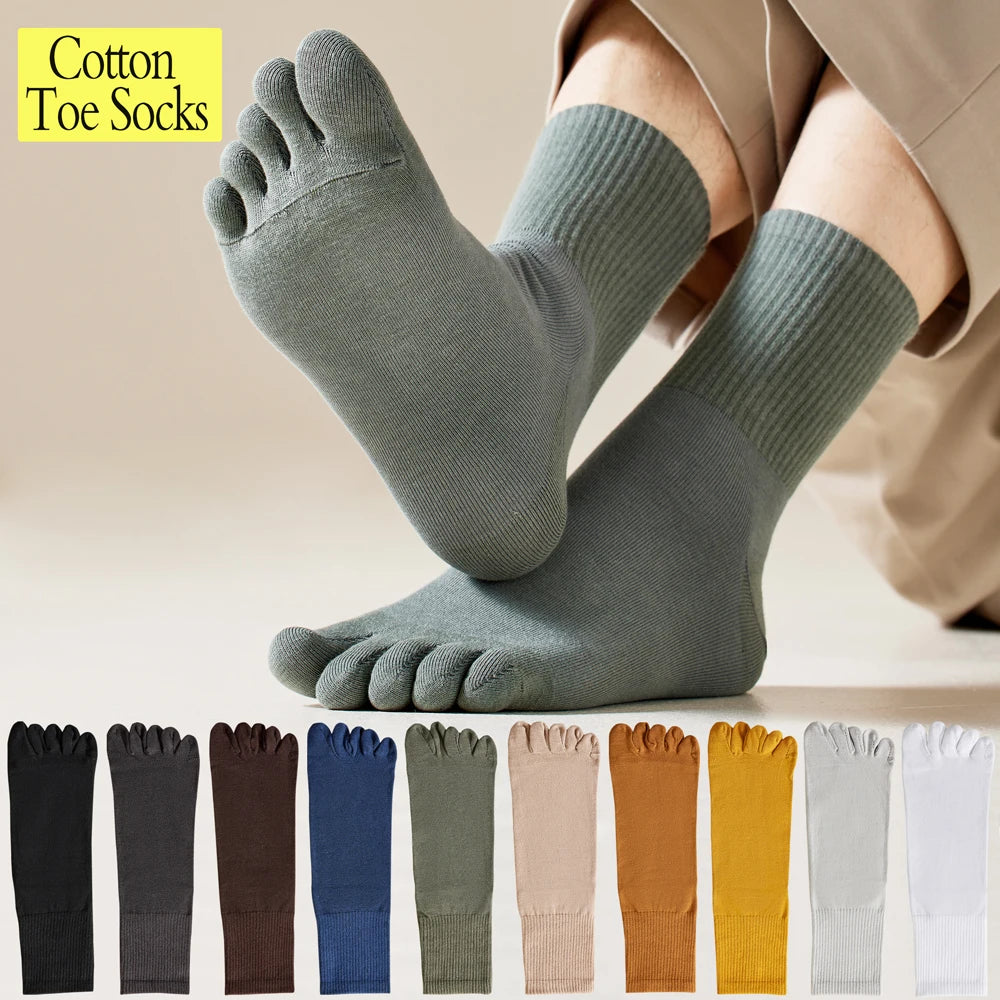 Men Cotton Toe Socks Moisture Wicking Odor Control