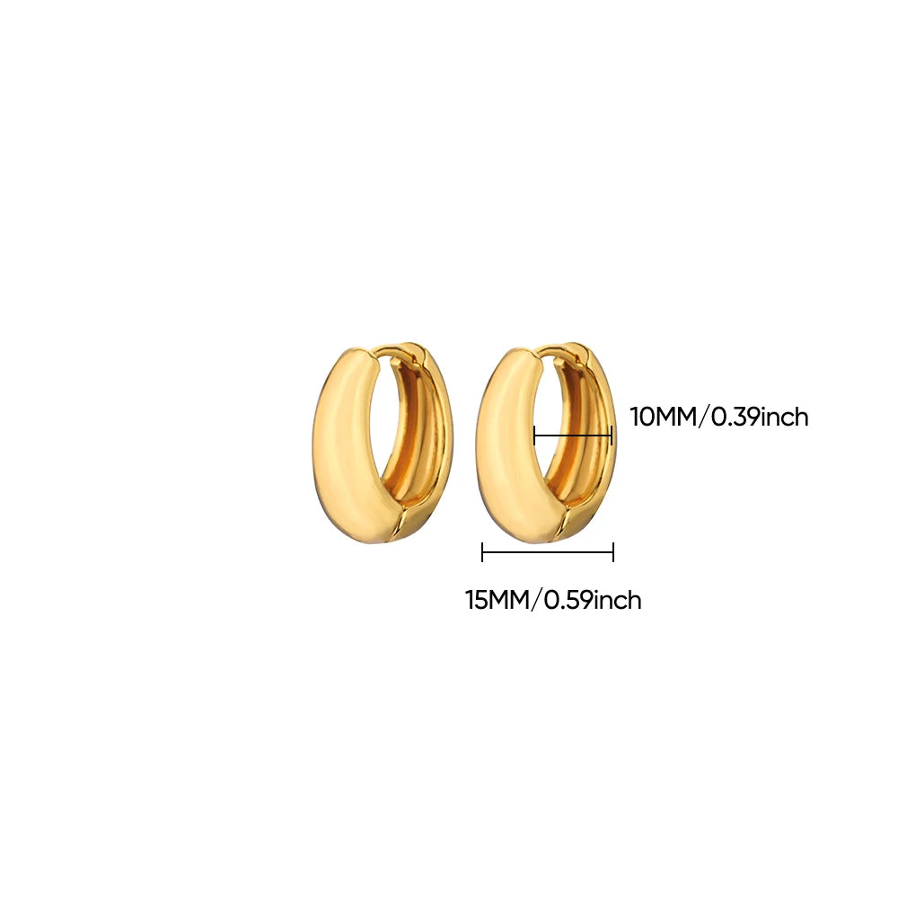 Classic Gold Chunky Hoop Earrings for Women Minimalist Stainless Steel Jewelry 2025 Trend