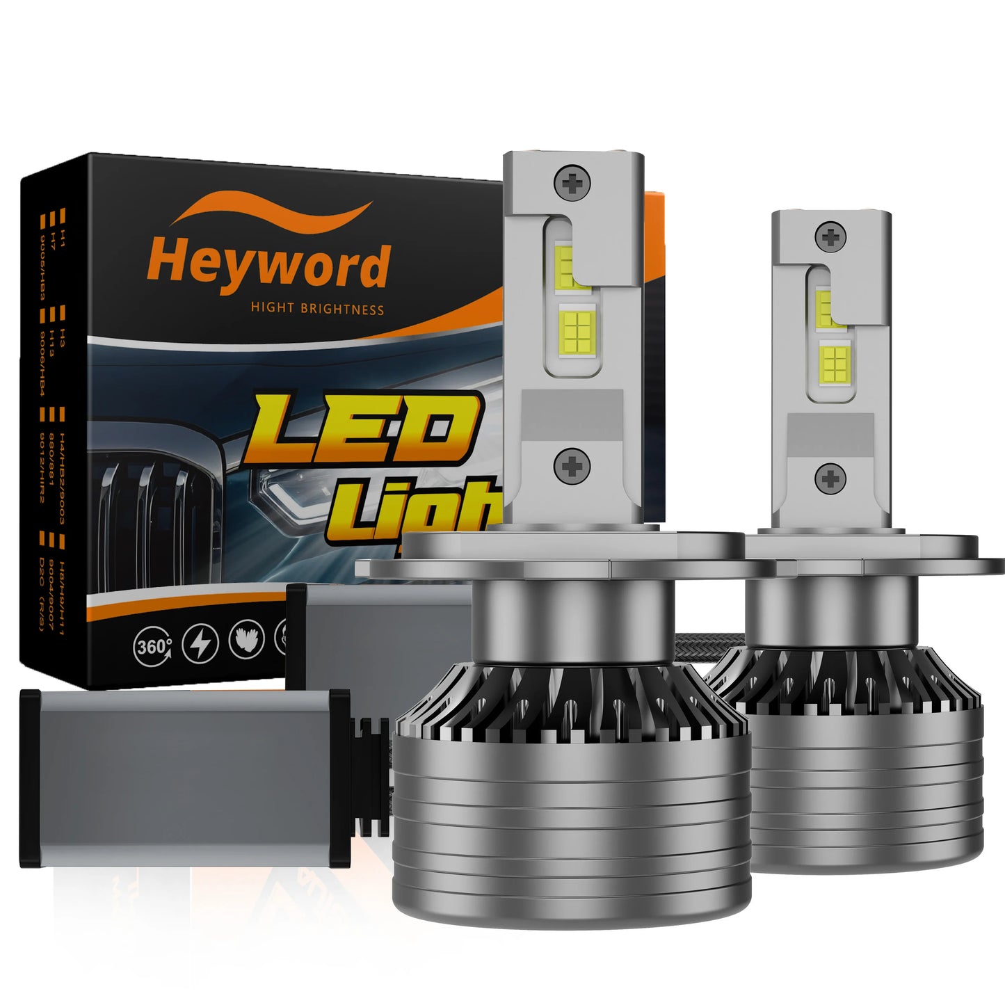 Heyword H7 60000LM LED Canbus 6000K Ultra Bright Headlight