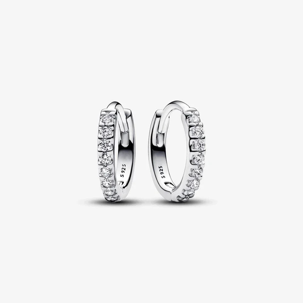 Sparkling 925 Sterling Silver Colorful Heart Zircon Round Huggie Bow Stud Earrings for Women Elegant Sweet Jewelry Gifts