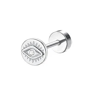Drperfect 18G Stainless Steel Cartilage Earrings for Women Flat Back Stud Jewelry Set