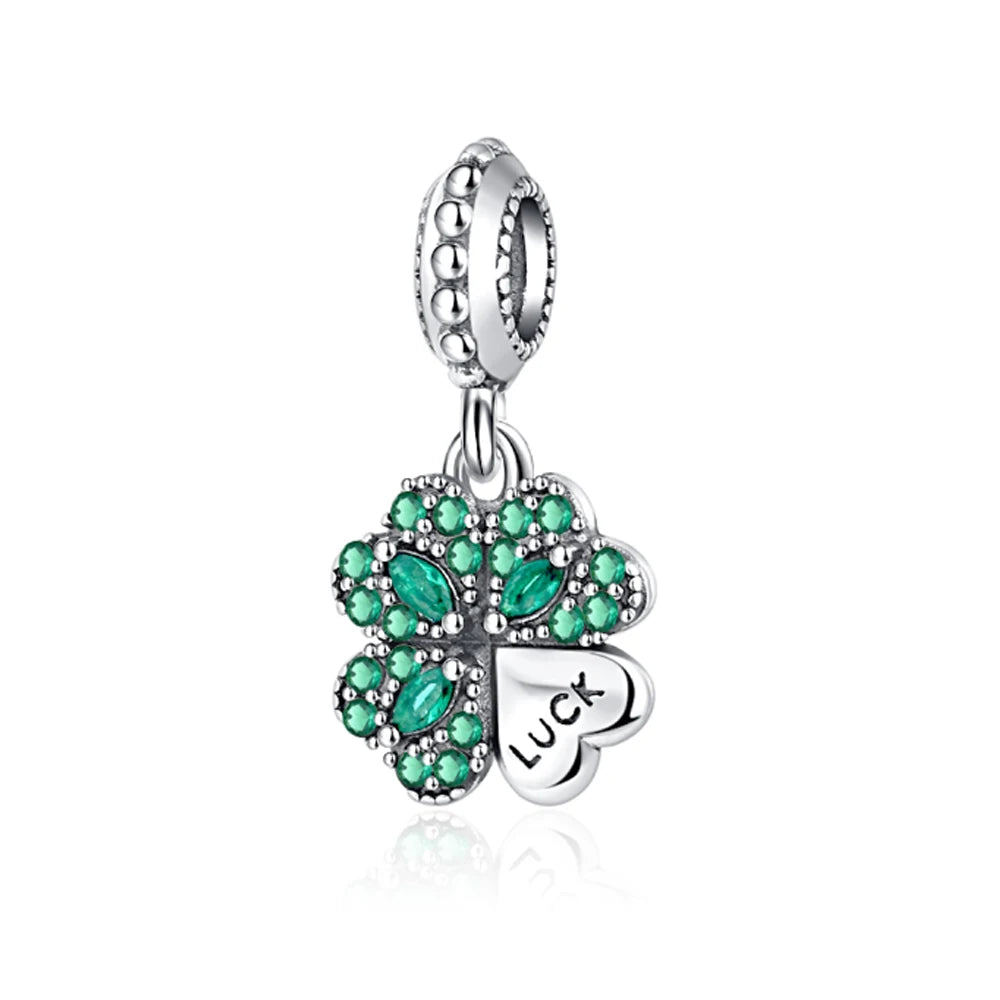 Sterling Silver Four-Leaf Clover Charm Bracelet for Women B1030lv