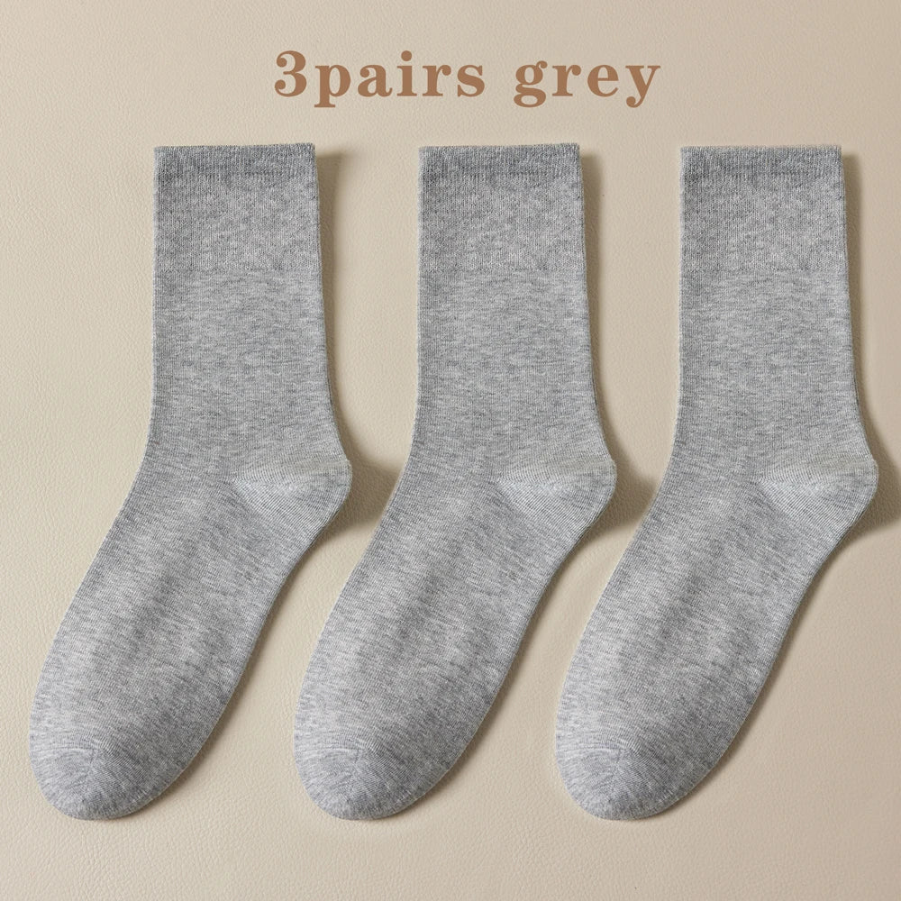Seamless Cotton Mid Crew Socks Women Breathable Retro