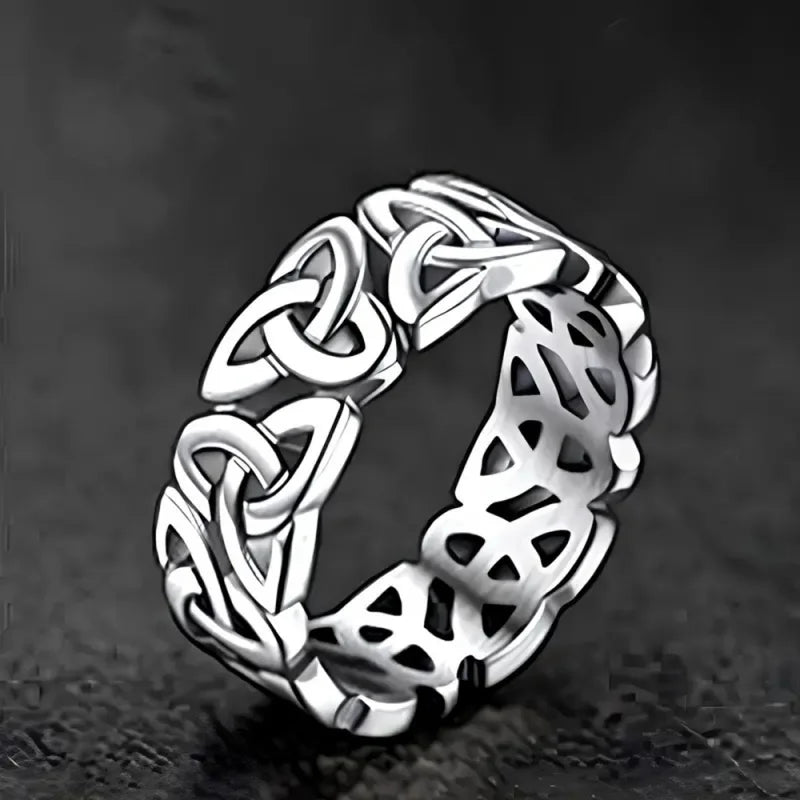 Huitan Glossy Sterling Silver Irish Knot Ring for Women - Exquisite Hollow Pattern Wedding Jewelry