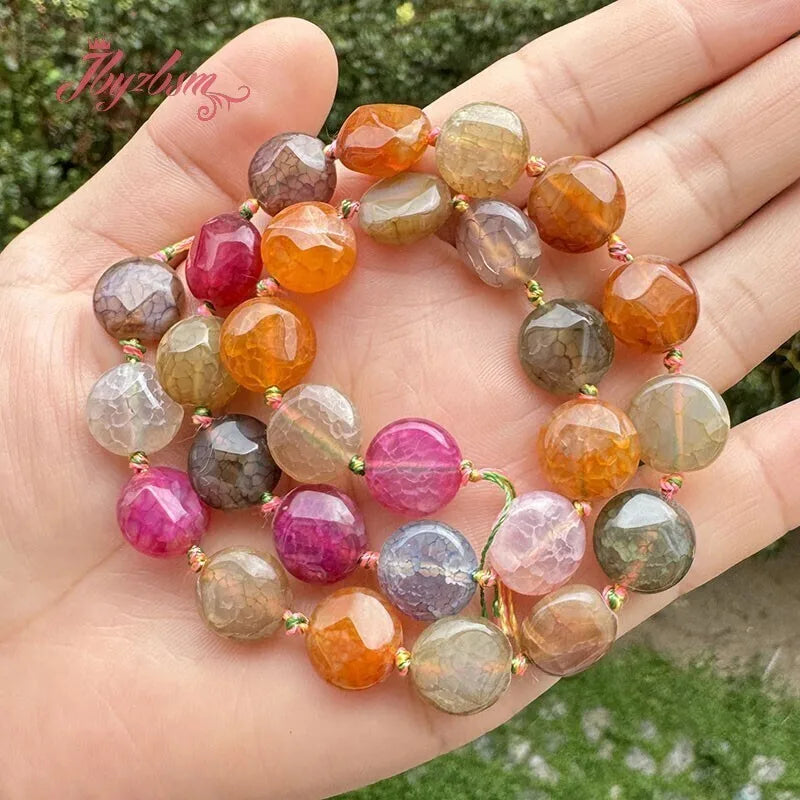 Natural Multicolor Cracked Agate Faceted Stone Beads for DIY Necklaces and Bracelets 15 Inches