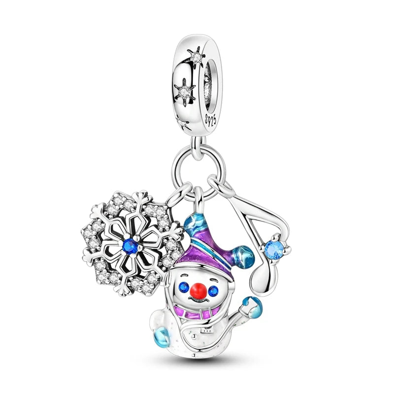 2025 Sterling Silver Christmas Charm Beads for Bracelets and Pendants KTC1409