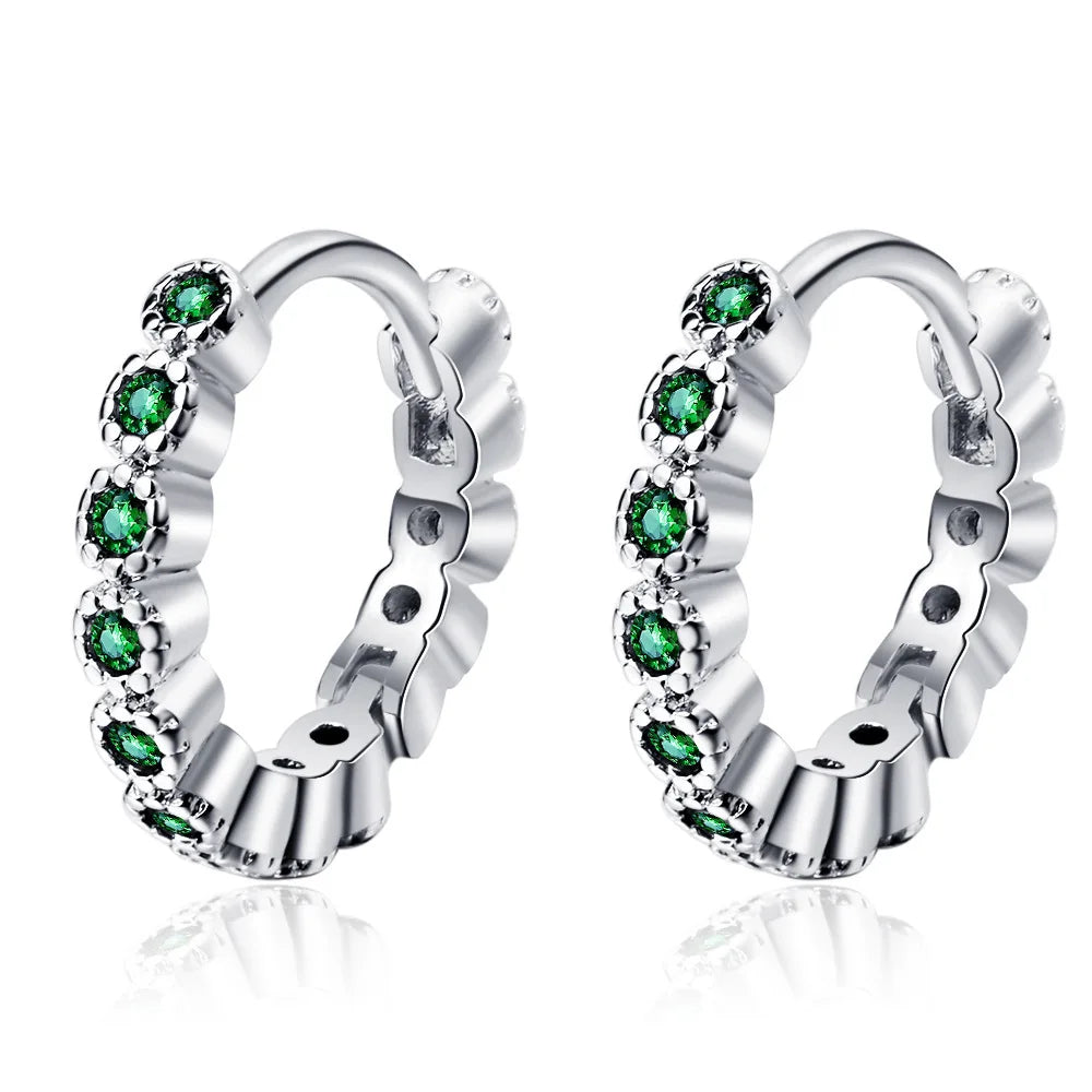 Elegant 925 Sterling Silver Zircon Stud Earrings for Women's Wedding and Engagement