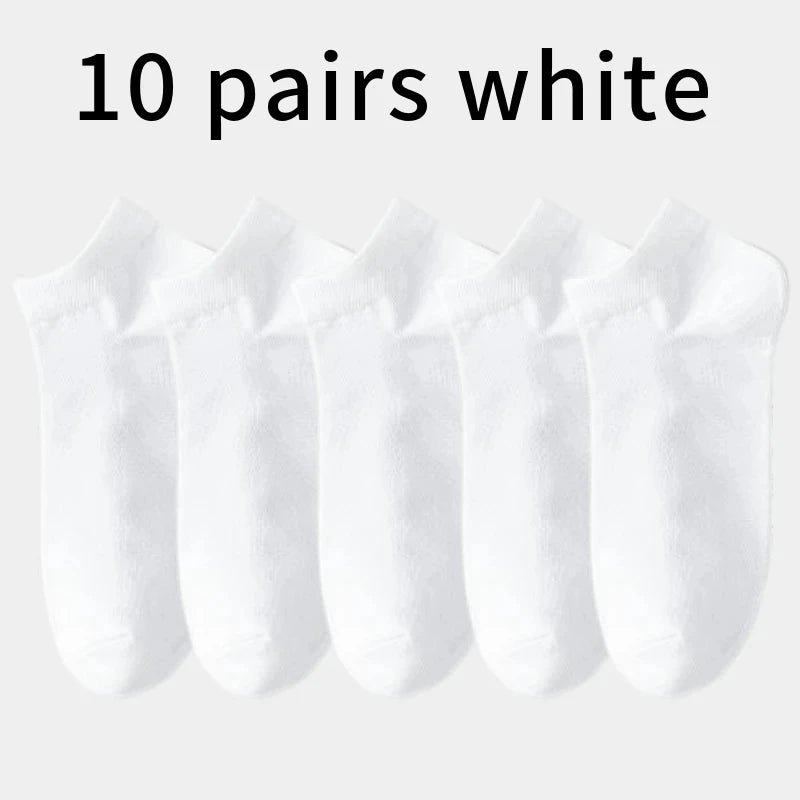 Men's Breathable Cotton Ankle Socks Comfortable Summer Low Cut Casual Socks 10 Pack