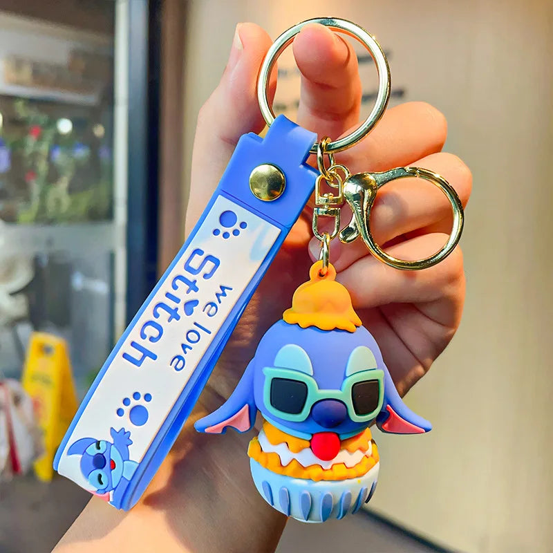 Kawaii Anime Disney Keychain Set Featuring Mickey Mouse, Minnie, Lilo & Stitch