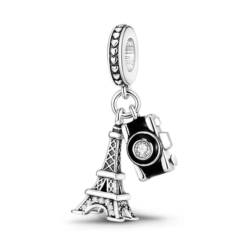 Fine Gold Eiffel Tower Statue Of Liberty Castle Charm Bead