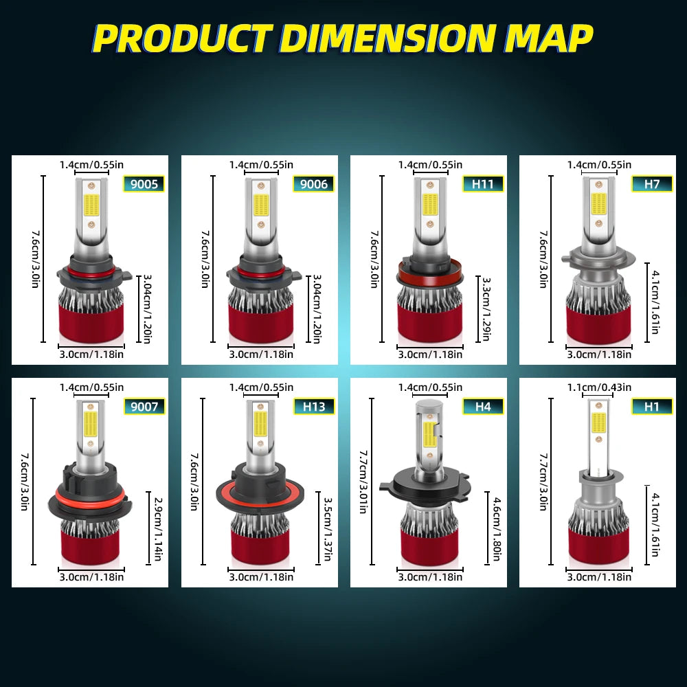 High-Performance H7 LED Headlight Bulbs with COB Chips and Cooling Fan - 6500K Ultra Brightness for Car and Fog Lamps