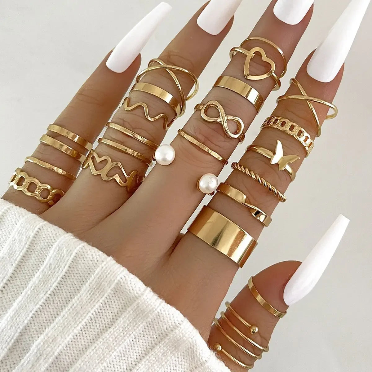 Silver Geometric Knuckle Rings Set for Women with Eye Cross Sun Moon Leaf Charms Boho Jewelry