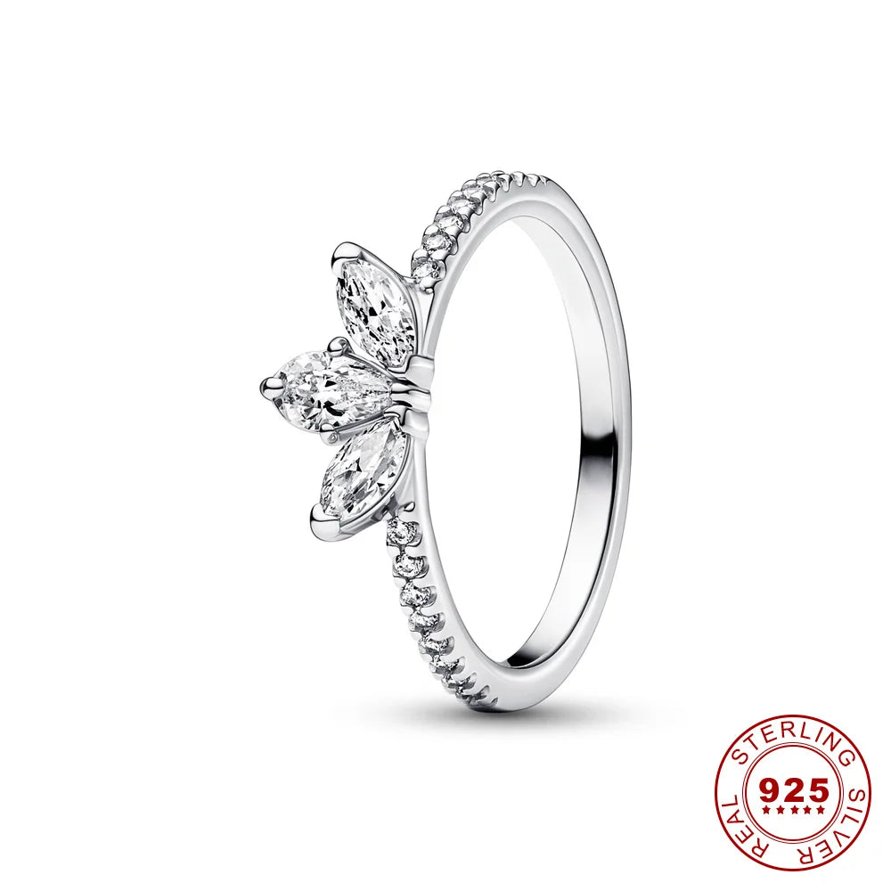 Crown 925 Sterling Silver Stackable Ring with Shiny Zircon for Women in Rose Gold Fashion Jewelry Perfect for Weddings and Parties PAR184