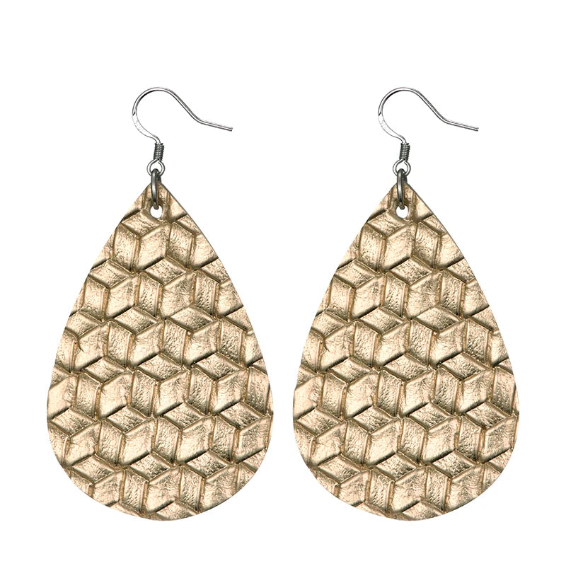 Elegant Faux Leather Teardrop Earrings for Women Lightweight Dangle Fashion Jewelry
