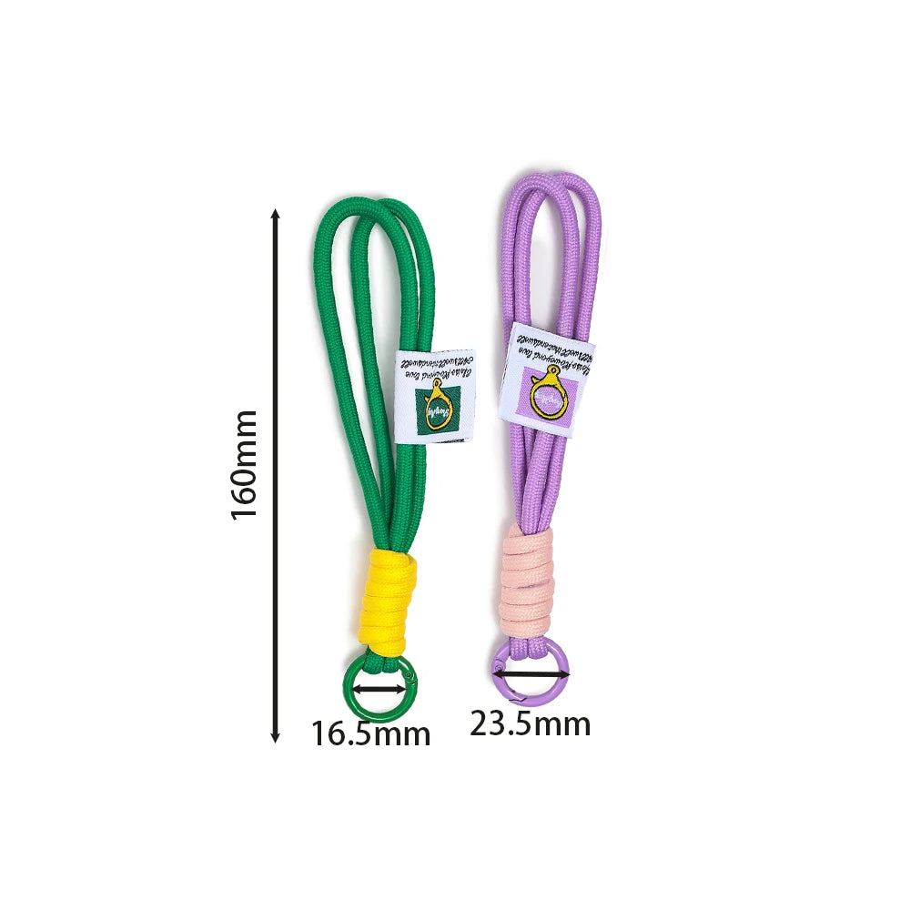Iridescent Braid Rope Keychain Carabiner for Backpack and DIY Jewelry