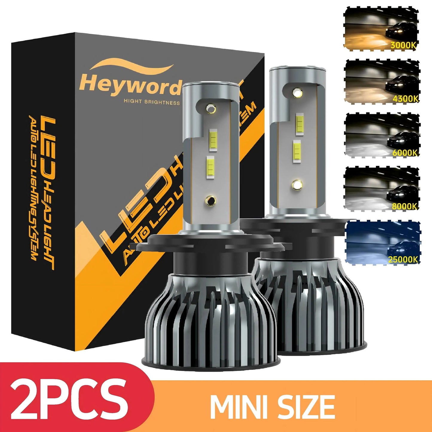 Heyword 22000Lm 160W LED Car Headlights 6000K H7 H4 H1