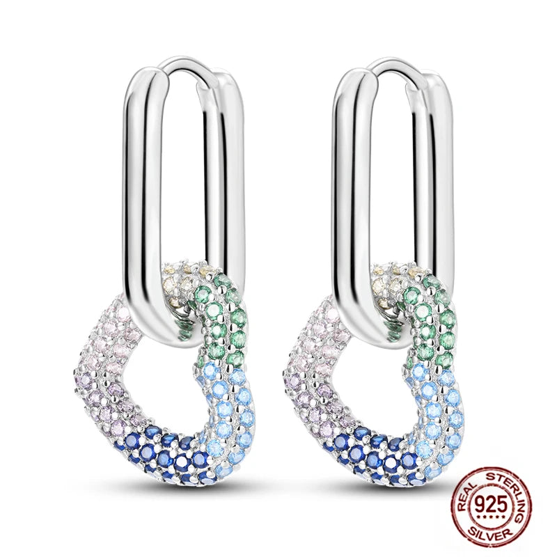 Blue Zircon 925 Sterling Silver Hoop Earrings Star Moon Butterfly Jewelry LTE214